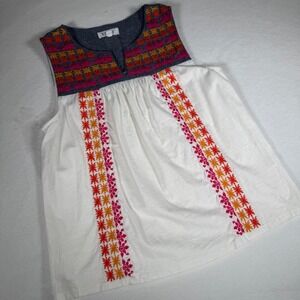 THML Women's White Embroidered Sleeveless Tank Top -‎ Size S Summer Casual